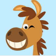 a cartoon horse with a big smile