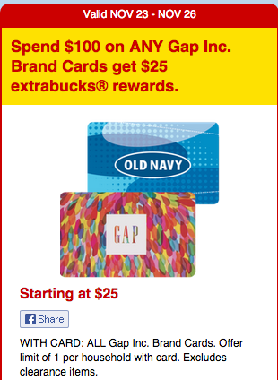 25% off Gap, Old Navy, and Banana Republic Gift Cards