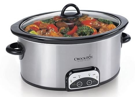 a slow cooker with food in it