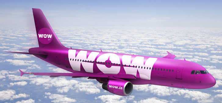 Wow Airplane with it's bright purple logo