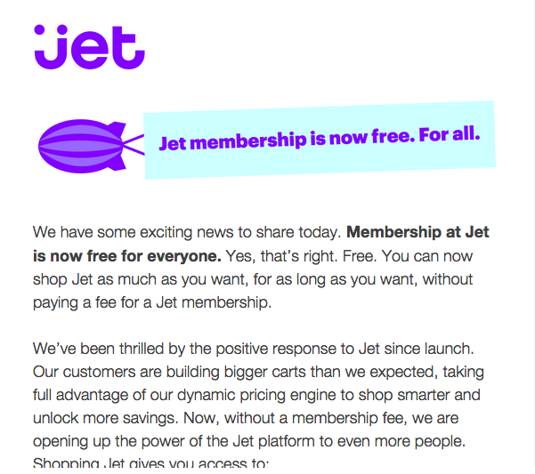 Free Membership for Everyone at Jet.com!
