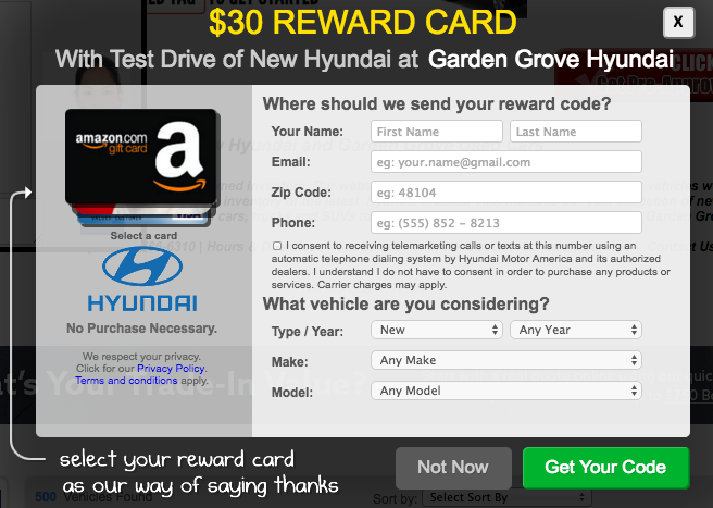 Test Drive a Hyundai, Get a $30 Gift Card