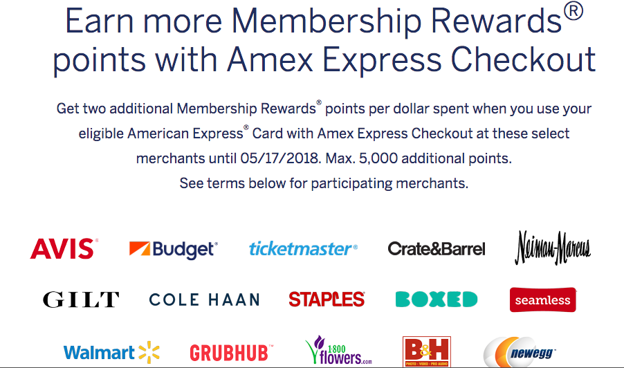 Earn Extra Points when Using Amex Express Checkout!