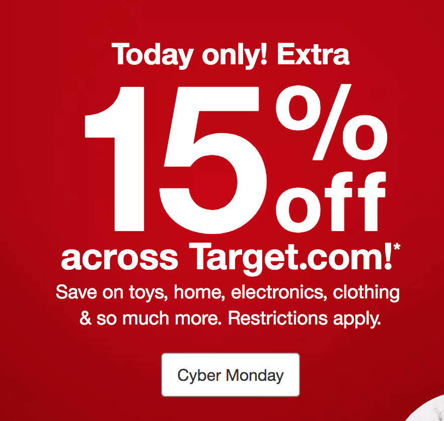 15% off [Not] Everything at Target for Cyber Monday