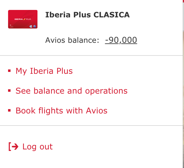 Iberia Account in a Negative Balance
