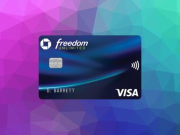 a credit card with a colorful background