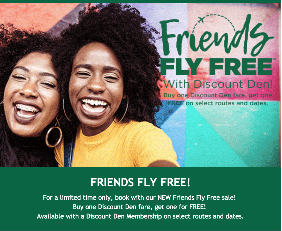 Frontier re-introducing friends fly free, students too!