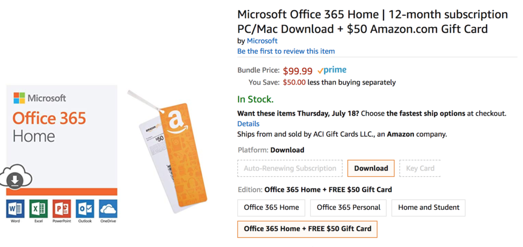 Amazon Prime Day Deal: Microsoft Office 365 + $50 Gift ...