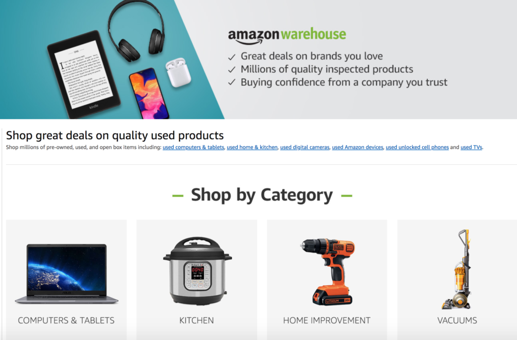 Amazon warehouse sale Extra 20 off already discounted prices Deals