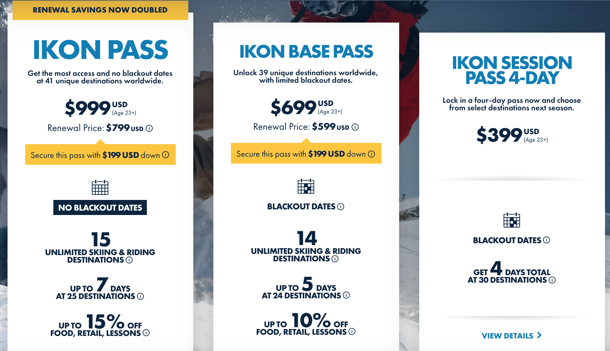 Ikon ski pass discounted even more for renewals and price increase