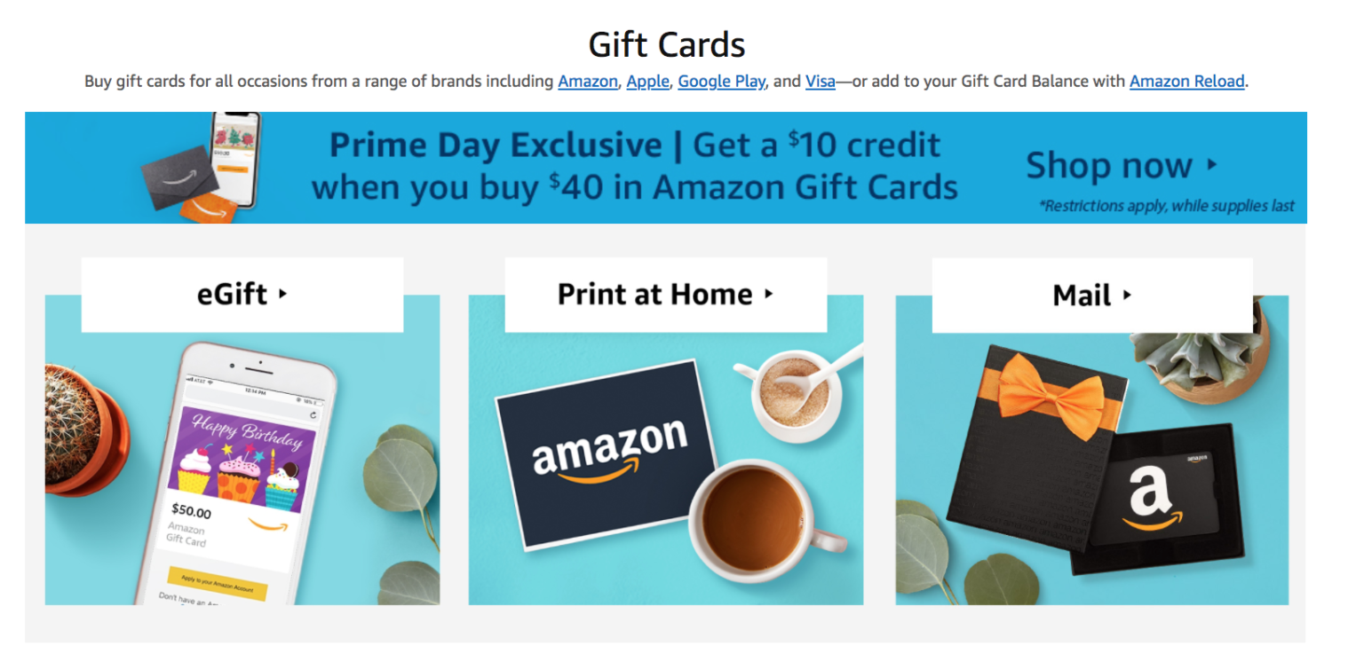 Purchase a 40 Amazon gift card, get a 10 credit for FREE Deals We Like
